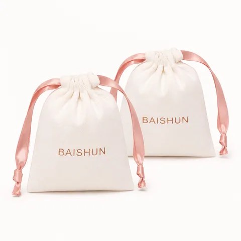 Blush Cotton Drawstring Pouch