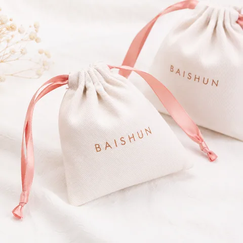 Blush Cotton Drawstring Pouch