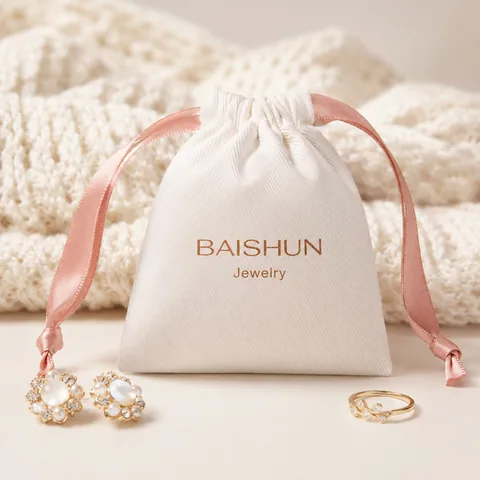 Blush Cotton Drawstring Pouch