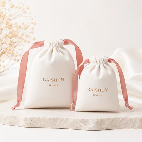 Blush Cotton Drawstring Pouch