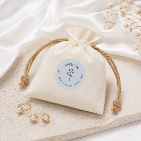 Blush Cotton Drawstring Pouch