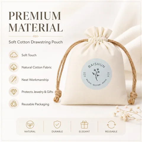 Blush Cotton Drawstring Pouch