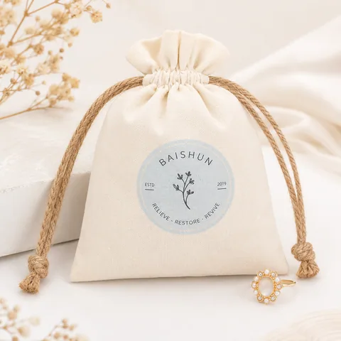 Blush Cotton Drawstring Pouch