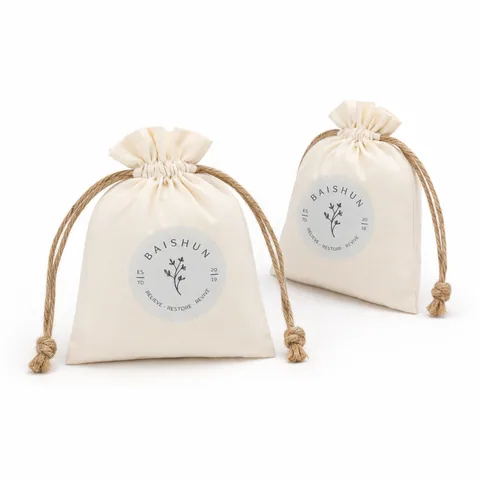 Blush Cotton Drawstring Pouch