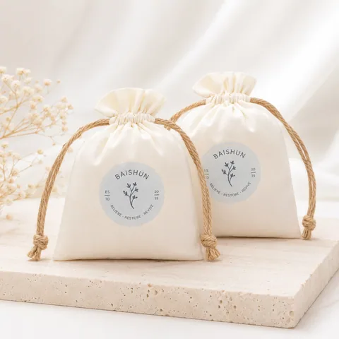Blush Cotton Drawstring Pouch