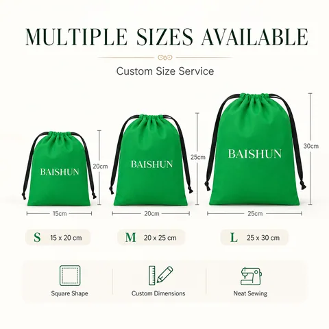 Green Cotton Drawstring Pouch
