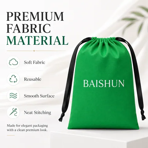 Green Cotton Drawstring Pouch