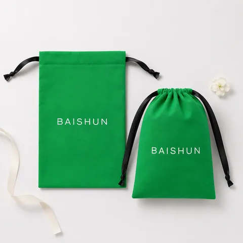 Green Cotton Drawstring Pouch