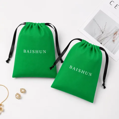 Green Cotton Drawstring Pouch