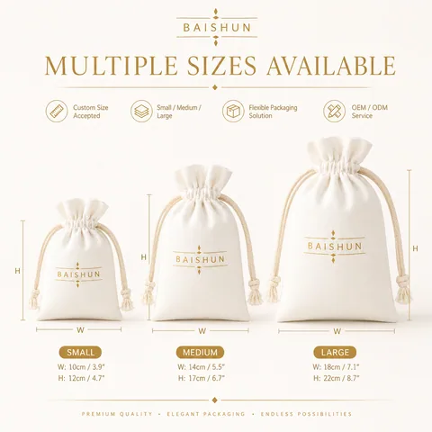 Cream Cotton Drawstring Pouch