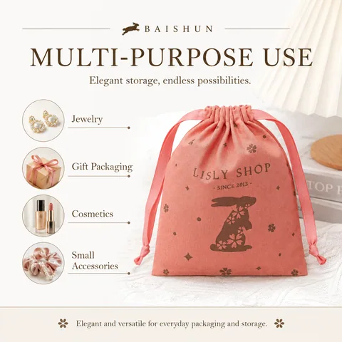 Pink Cotton Drawstring Pouch