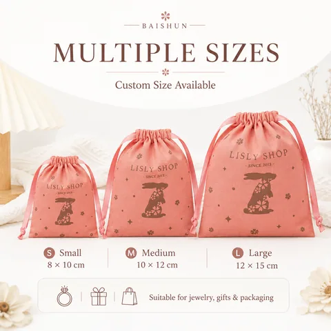 Pink Cotton Drawstring Pouch