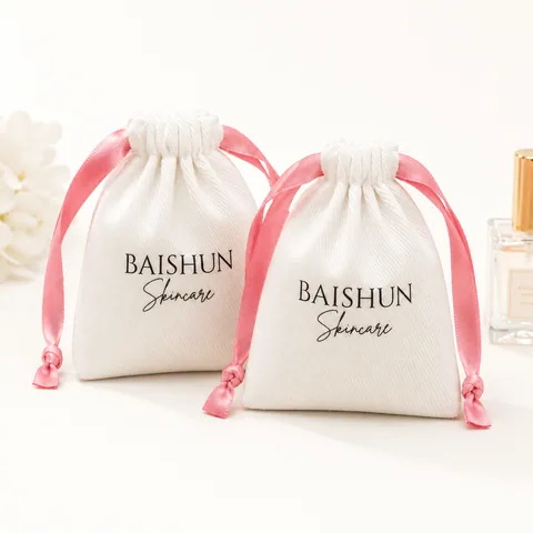 Blush Cotton Drawstring Pouch