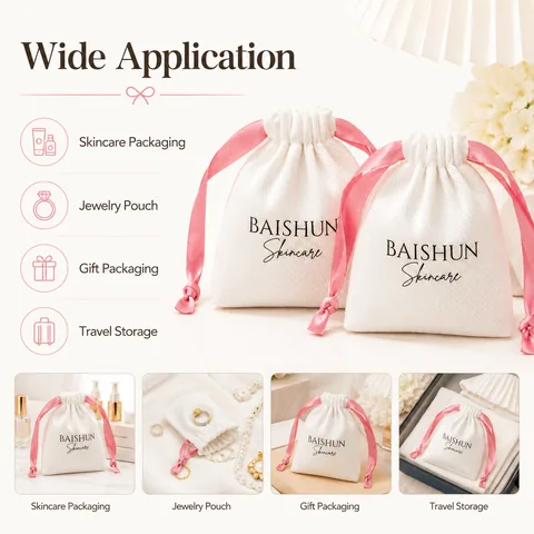 Blush Cotton Drawstring Pouch