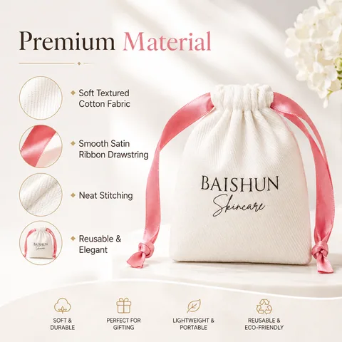 Blush Cotton Drawstring Pouch