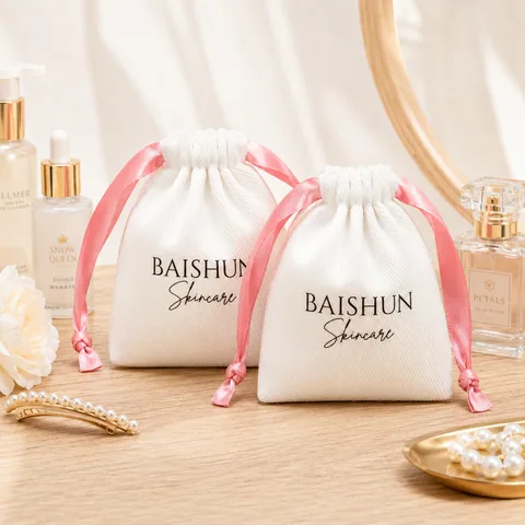 Blush Cotton Drawstring Pouch