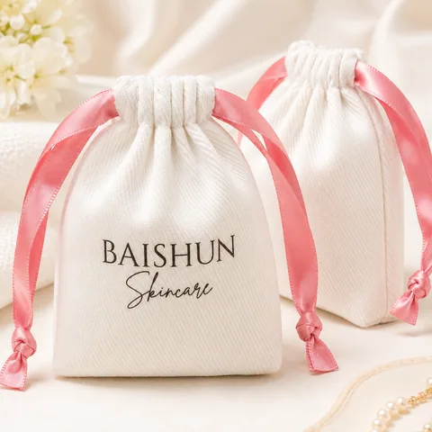 Blush Cotton Drawstring Pouch