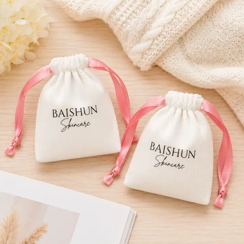 Blush Cotton Drawstring Pouch