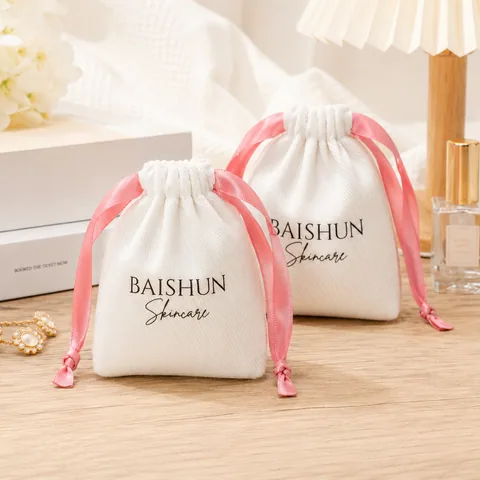 Blush Cotton Drawstring Pouch
