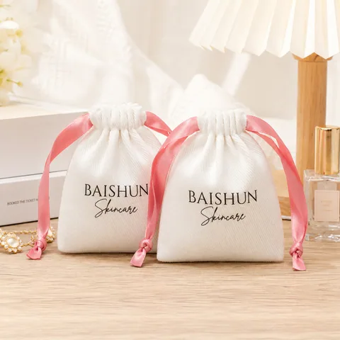 Blush Cotton Drawstring Pouch