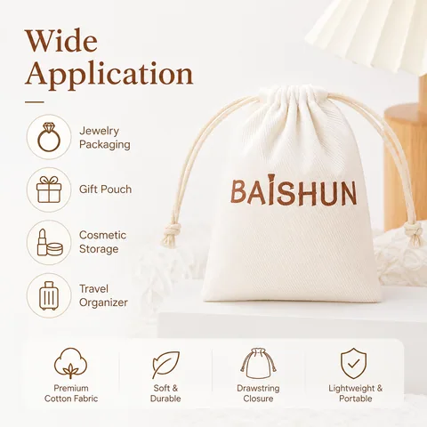 Blush Cotton Drawstring Pouch