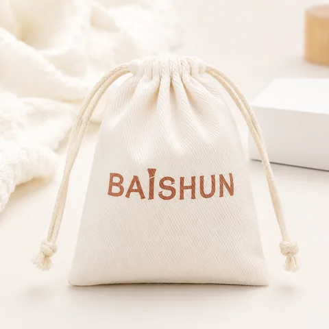 Blush Cotton Drawstring Pouch