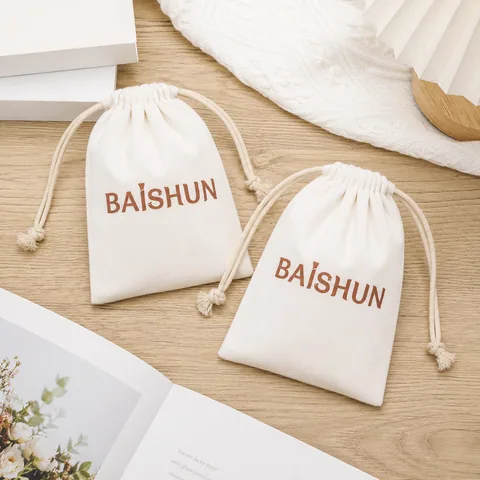 Blush Cotton Drawstring Pouch