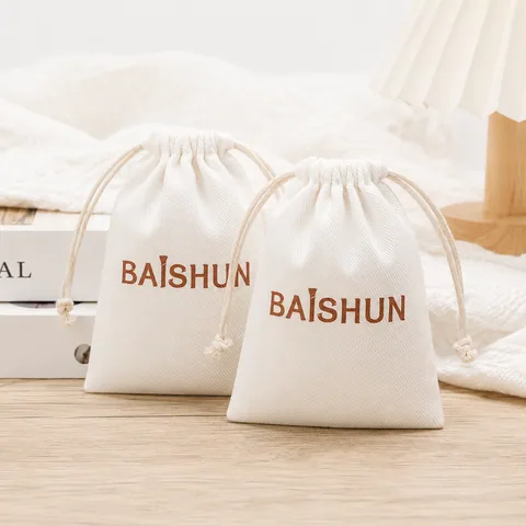 Blush Cotton Drawstring Pouch