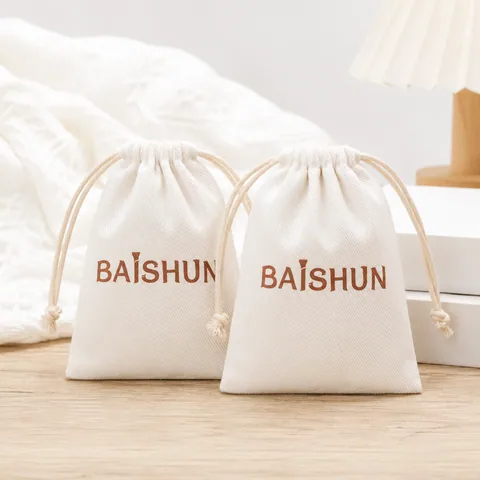 Blush Cotton Drawstring Pouch