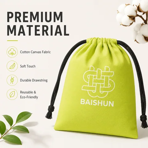 Gold Cotton Drawstring Pouch