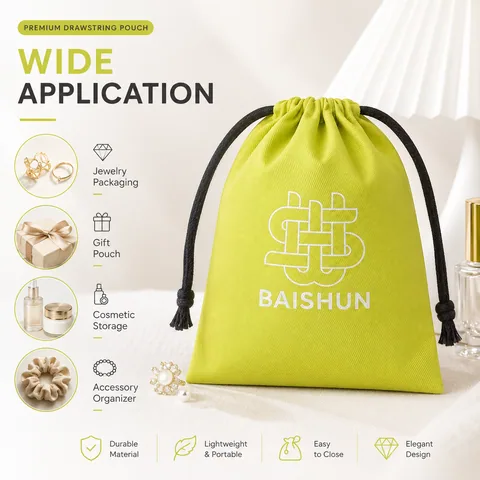 Gold Cotton Drawstring Pouch