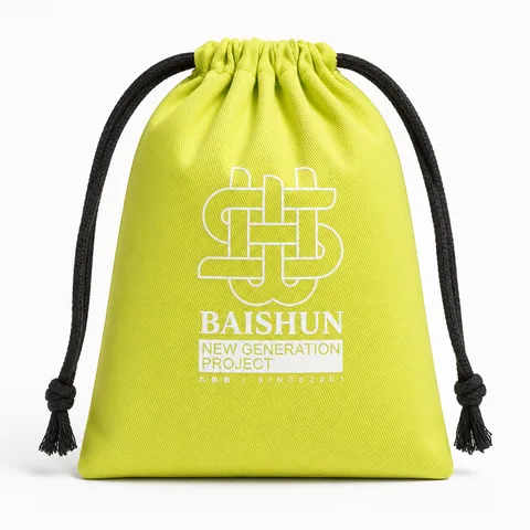 Gold Cotton Drawstring Pouch