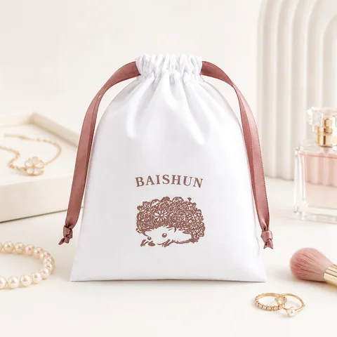 Blush Cotton Drawstring Pouch