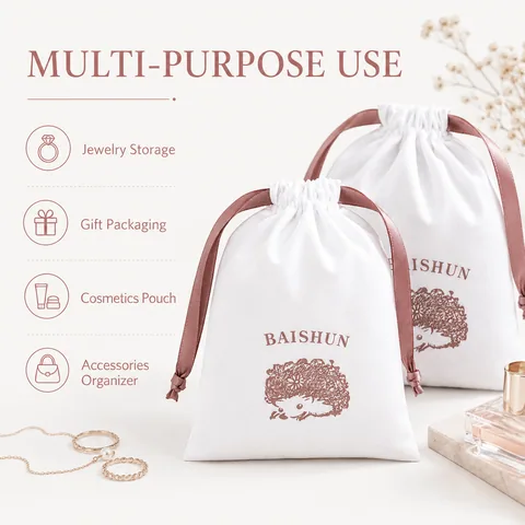 Blush Cotton Drawstring Pouch