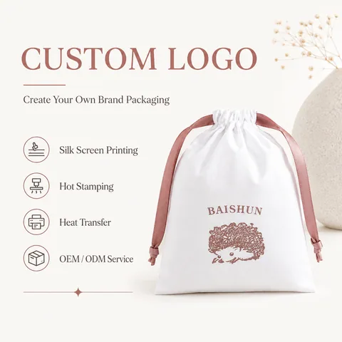 Blush Cotton Drawstring Pouch