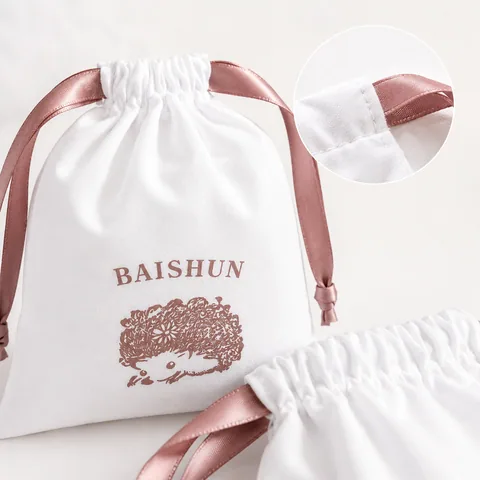 Blush Cotton Drawstring Pouch
