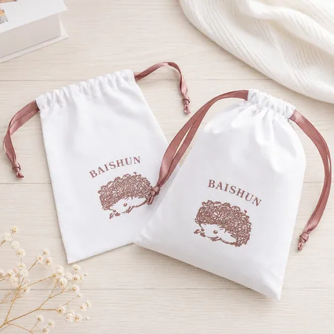 Blush Cotton Drawstring Pouch