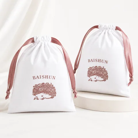 Blush Cotton Drawstring Pouch