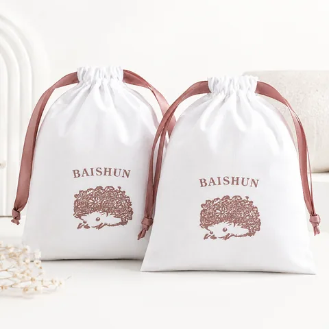 Blush Cotton Drawstring Pouch