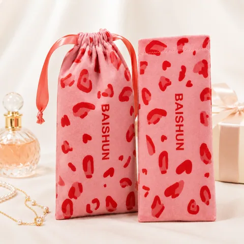 Pink Cotton Drawstring Pouch