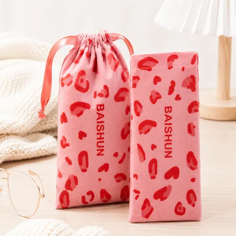 Pink Cotton Drawstring Pouch