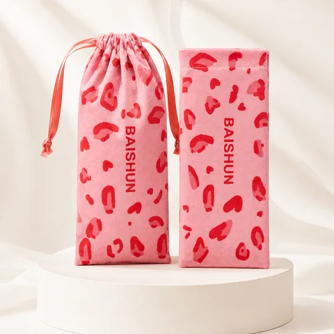 Pink Cotton Drawstring Pouch