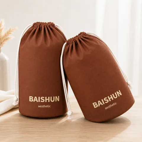 Olive Cotton Drawstring Pouch