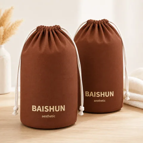 Olive Cotton Drawstring Pouch