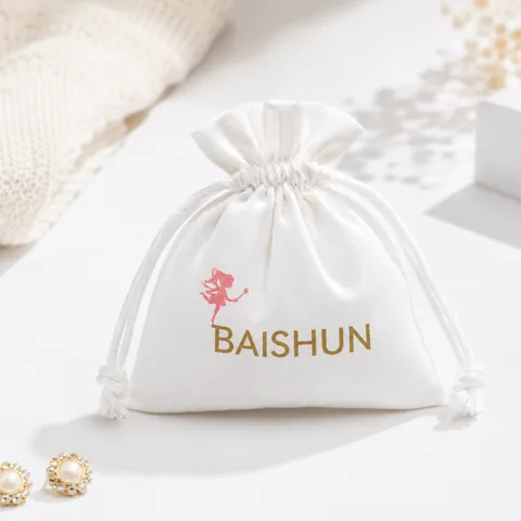 Cream Cotton Drawstring Pouch