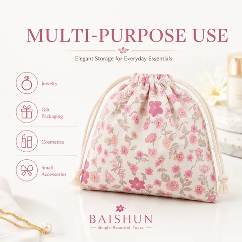 Blush Cotton Drawstring Pouch