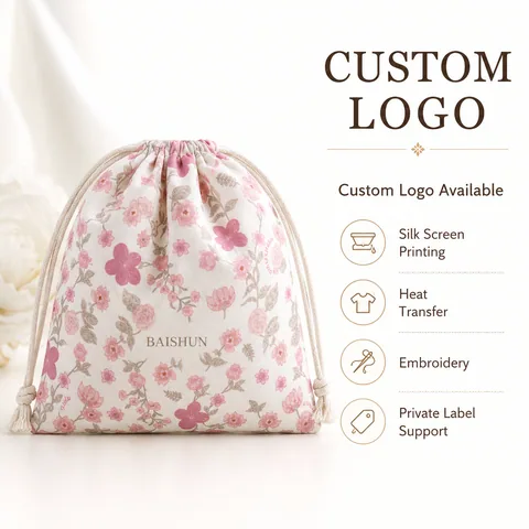 Blush Cotton Drawstring Pouch