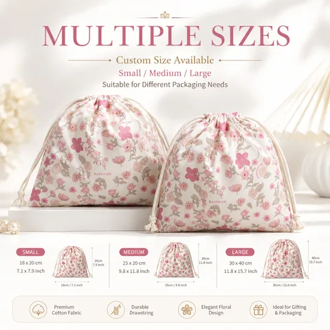 Blush Cotton Drawstring Pouch