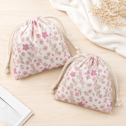 Blush Cotton Drawstring Pouch