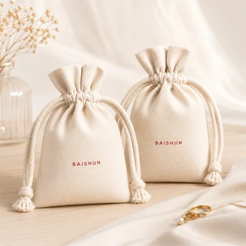 Blush Cotton Drawstring Pouch